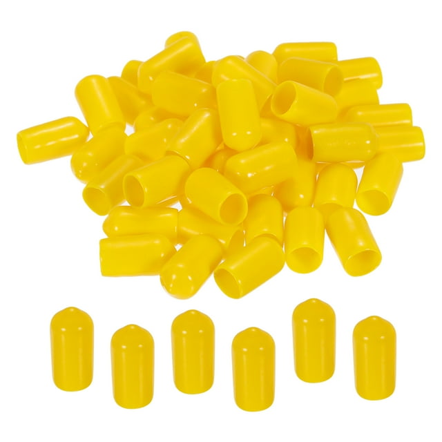 Unique Bargains 100pcs 8mm Rubber End Caps Cover PVC Vinyl Screw Thread Protector Round Wire Shelf Caps Yellow