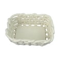 thumbnail image 2 of Porcelain Ceramic Fruit or Bread Basket Bowl Rectangular in Glossy White, 2 of 3