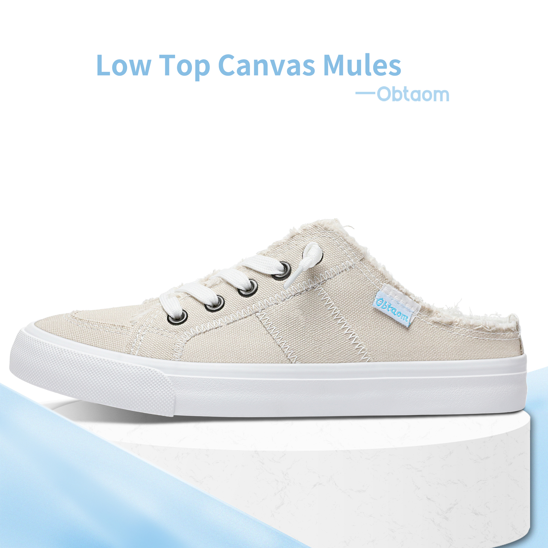 Obtaom Women's Memory Foam Canvas Mule Slip-On Sneaker photo 3