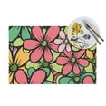 thumbnail image 4 of YFYANG Washable Heat-Resistant Placemats, 70% PVC/30% Polyester, Cartoon Floral Pattern Kitchen Table Mat, 12" x 18" 4 Pcs, 4 of 6