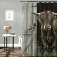 thumbnail image 2 of BCIIG Highland Cow Shower Curtain Western Farmhouse Rustic Wooden Barn Door Cattle Country Bull Wildflower Bathroom Floral Plant  Bath Accessories Art Home Decor Fabric, 2 of 6