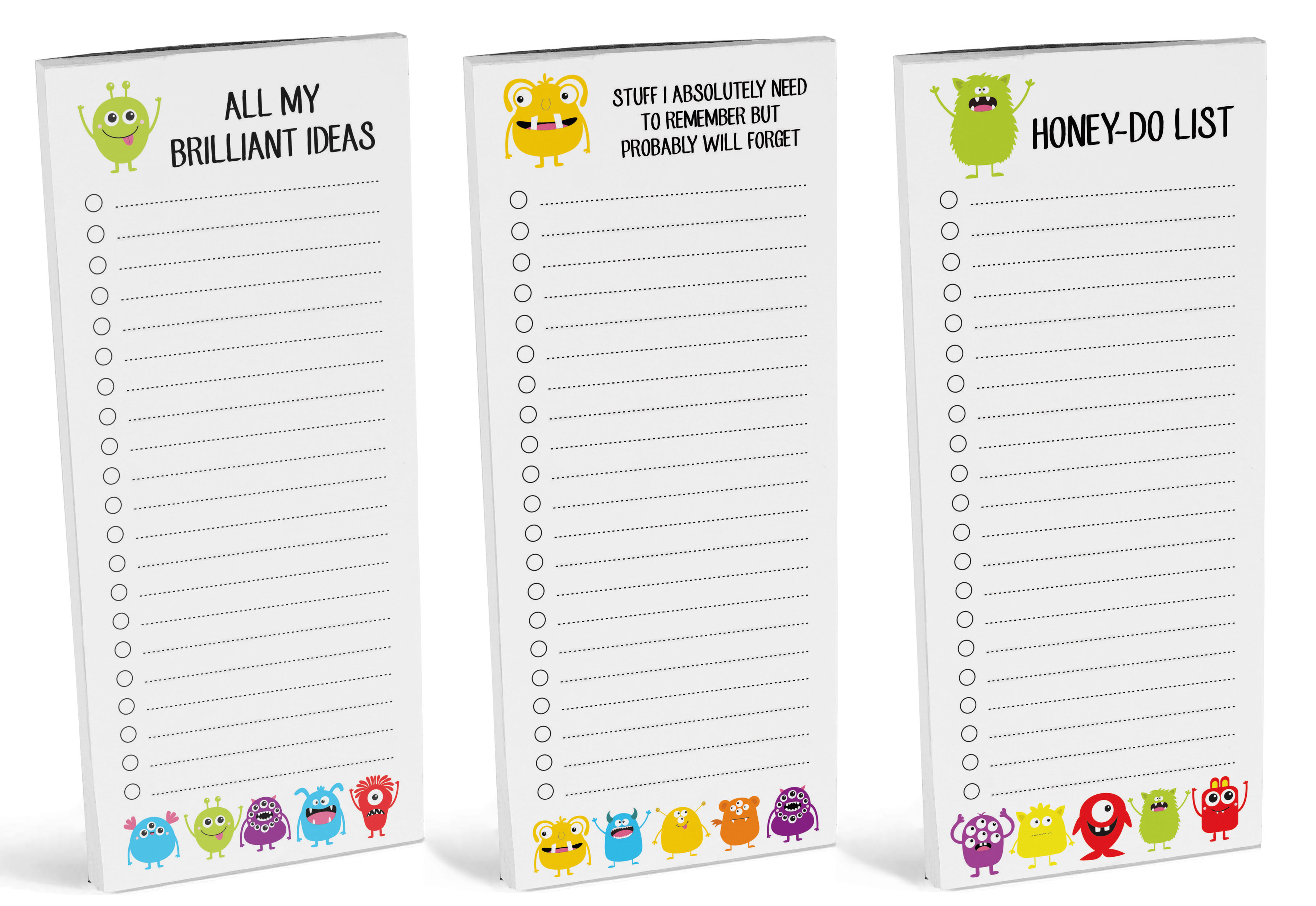 Inkdotpot Pack of 3 Magnetic Fridge To-Do List Notepads- Magnetic Memo Pads For Refrigerator-(50 Sheets Each)-Q8