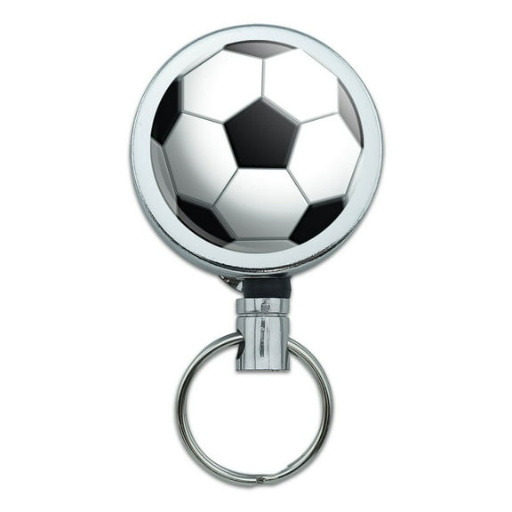 Soccer Ball Football Retractable Belt Clip Badge Key Holder