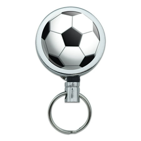 Soccer Ball Football Retractable Belt Clip Badge Key
