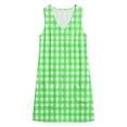 thumbnail image 7 of Women's Gingham Plaid Sleeveless Tunic Dress V Neck Loose Shift Mini Dress with Pockets Comfy Lounge Outfits Summer Beach Sundress Mint Green, 7 of 7