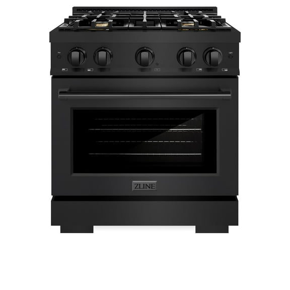 ZLINE 30 in. 4.2 cu. ft. Gas Range with Convection Gas Oven in Black Stainless Steel with 4 Brass Burners (HGRB-BR-30)