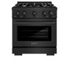 ZLINE 30 in. 4.2 cu. ft. Gas Range with Convection Gas Oven in Black Stainless Steel with 4 Brass Burners (HGRB-BR-30)