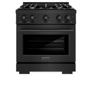 ZLINE 30 in. 4.2 cu. ft. Gas Range with Convection Gas Oven in Black Stainless Steel with 4 Brass Burners (HGRB-BR-30)