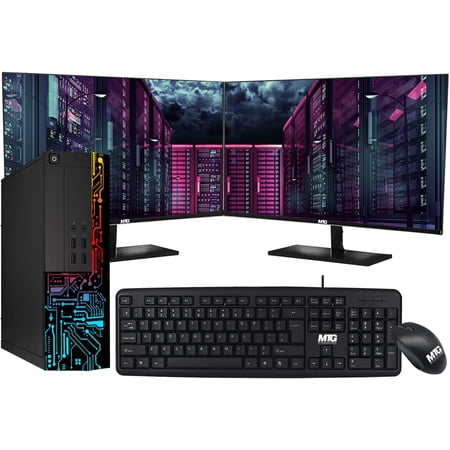 Pre-Owned Computer Desktop PC  Intel Core i7  TechMagnet Siwa 3  16GB RAM  1TB HDD  New MTG Dual 22 Inch Monitor  MTG USB Wired Keyboard Mouse  WiFi  Windows 10 Professional (Refurbished)