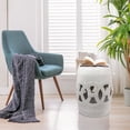 thumbnail image 2 of 10.5" x 17" Glazed Drum Stool | Side Table for Patios and Balconies | High - grade Ceramic Material | Reduced Weight with Cutwork Design, 2 of 6