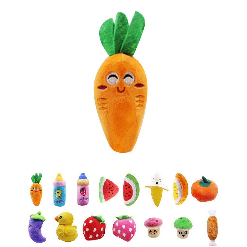 Pet Chew Squeaker Plush Sound Fruits Vegetables Feeding Dog Toys