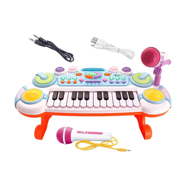 Juguete de teclado de piano con micrófono, instrumento musical, juguetes educativos tempranos para blanco