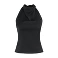 thumbnail image 5 of DHFJKG Women Crop Tank Top Sexy Halter High Neck Silk Satin Camisole Summer Sleeveless Tshirt Office Lady Stylish Tops, 5 of 5