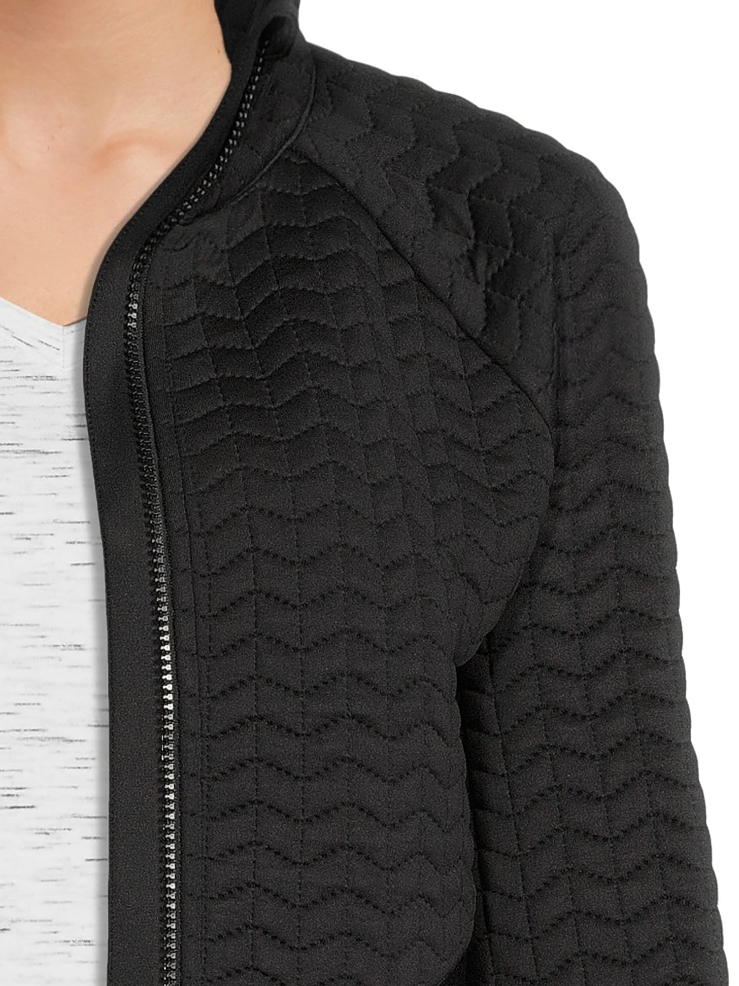 Avia Women's Full Zip Quilted Mixed Media Jacket With Thumbholes -  Walmart.com