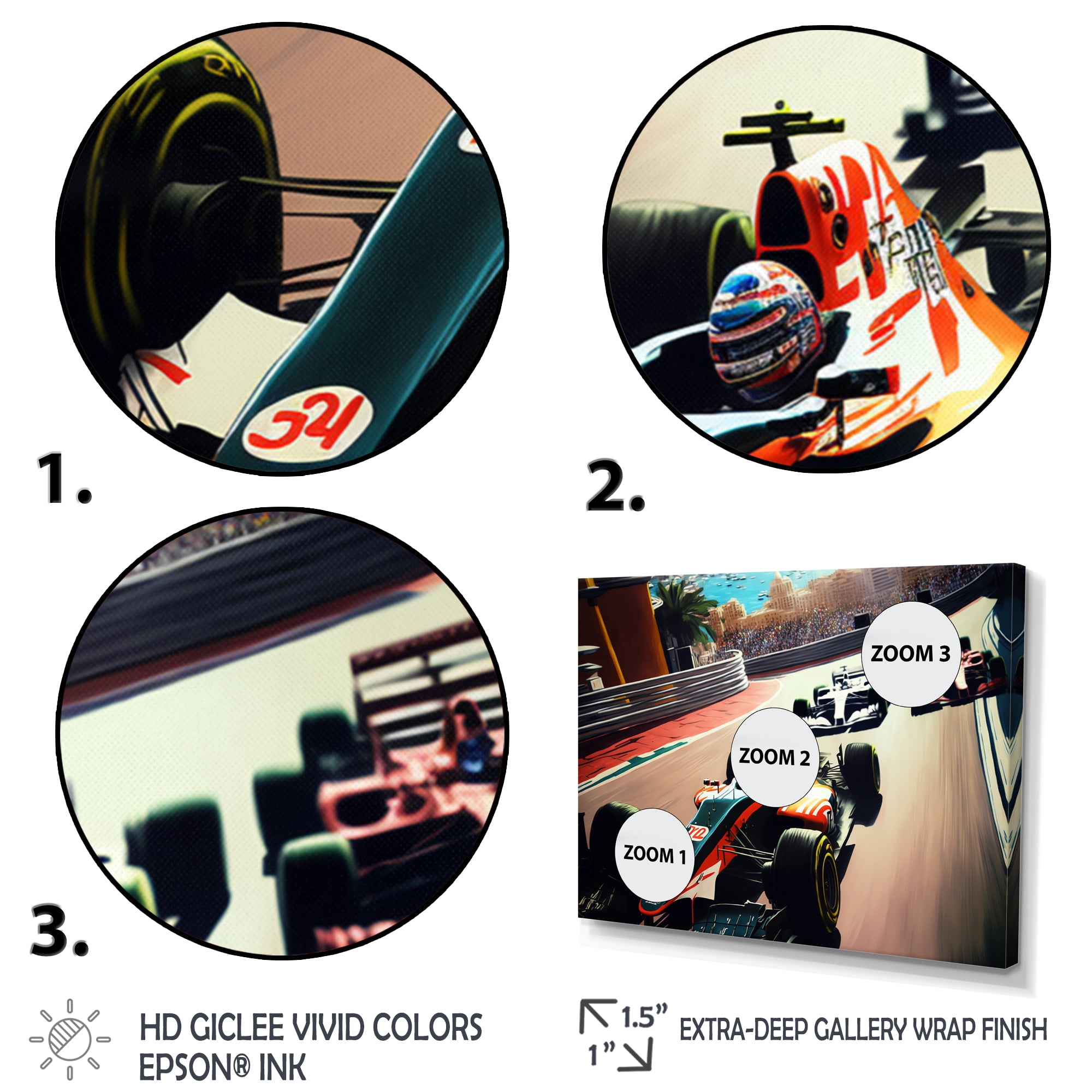 Designart Racing car in Monaco GP I Canvas Wall Art