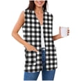 thumbnail image 7 of Vmvidoty Womens Plaid Sleeveless Cardigan Lightweight Open Front Casual Loose Fit Vest with Pockets 2026 Black S, 7 of 7