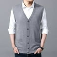 thumbnail image 3 of Bcfgryg Male Autumn And Winter Single Buckle Sweater Vest Vest V Neck Pure Color Wool Collarless Shirt Combined Body Type Non Hooded Vest Sweater Vest Mens Cardigans Gray XXXXL, 3 of 4
