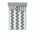 thumbnail image 2 of Geometric Bedding Set with Sheet & Covers, Minimalist Abstract Symmetric Lines Square Diamond Parallel Bars Urban, Printed Bedroom Decor 2 Shams, 4 Sizes, Pale Grey White Black, by Ambesonne, 2 of 3