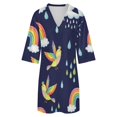 thumbnail image 5 of Rainbow Birds Clouds Rain Womens Dress With Pockets Summer V Neck 3/4 Sleeve Dress Plus Size Loose Dress, 5 of 7