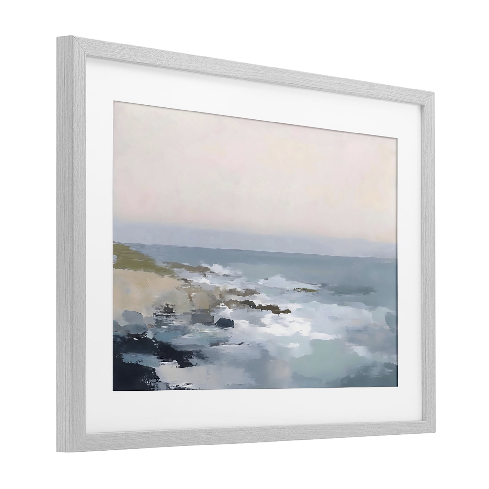 Stupell Industries Serene Coastal Ocean Scene Gray Framed Print Under Glass, design by Creative Studio