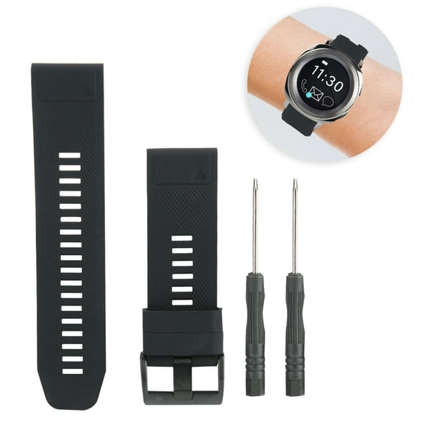 26mm Watch Band Silicone Pin Buckle Waterproof Watch Strap Fit for Garmin fenix 5Xplus Black