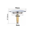 thumbnail image 2 of Tapón de baño, 70 mm, con doble sello, altura ajustable, tapón de baño universal, grifo de lavabo, latón endurecido con acabado cromado, drenaje de baño a prueba de herrumbre, 2 of 5