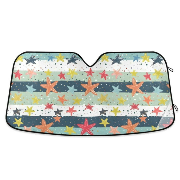 Starfish Star Car Windshield Sun Shade Foldable Car Front Window Visor Heat and UV Protection 53x23.5