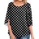 thumbnail image 1 of Camiseta de Mujer Media Manga Dividida Capas Dobles Tipo Suelto Top de Verano para El Trabajo Uso Diario Estampado de Puntos Negro XXL Ticfox, 1 of 6