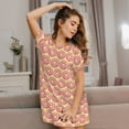 thumbnail image 3 of Fuzoiu Donuts With Pink Glaze Print Women Nightgowns, Soft Comfy Lightweight Short Sleeves Sleepwear,Crew Neck Loungewear, 3 of 6
