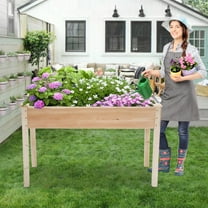 Raised Garden Bed Elevated Wood Planter Box with Legs Outdoor  Garden Grow Box Kit for Vegetable Flower Herb Backyard Patio Gardening Planter Box, Natural
