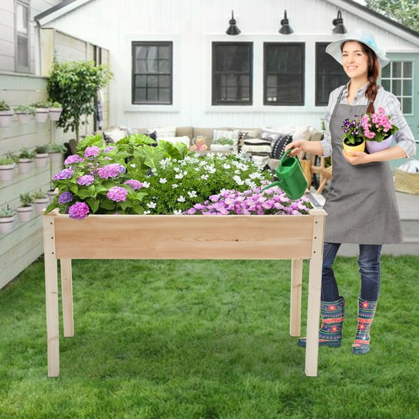 Raised Garden Bed Elevated Wood Planter Box with Legs Outdoor Garden