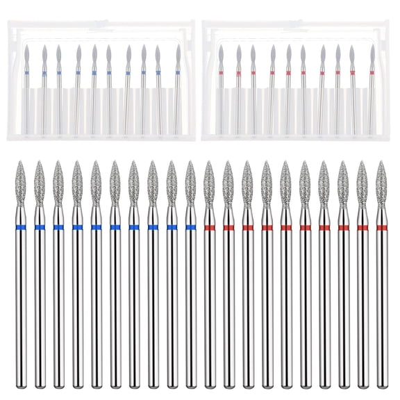 20pcs Flame Cuticle Clean Nail Drill Bit Set -3/32" Shank Size Diamond Manicure Drill Bits with Case Cuticle Remover Nail File Buffer Pedicure Shape Remove Polishing Tools for Acrylic Gel Nails