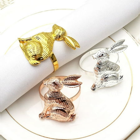 

Novelty Design Napkin Ring - 6 Pcs Exquisite Alloy Eye-Catching Halloween Christmas Easter Bunny Napkin Ring for Dinner