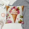 thumbnail image 2 of Autua Ice Cream Cones Flowers Cherry Graphic Decorative Cushion Cover for Home Couch Living Room Bed Sofa - Summer Throw Pillow Case 1PC 12x12in, 2 of 5