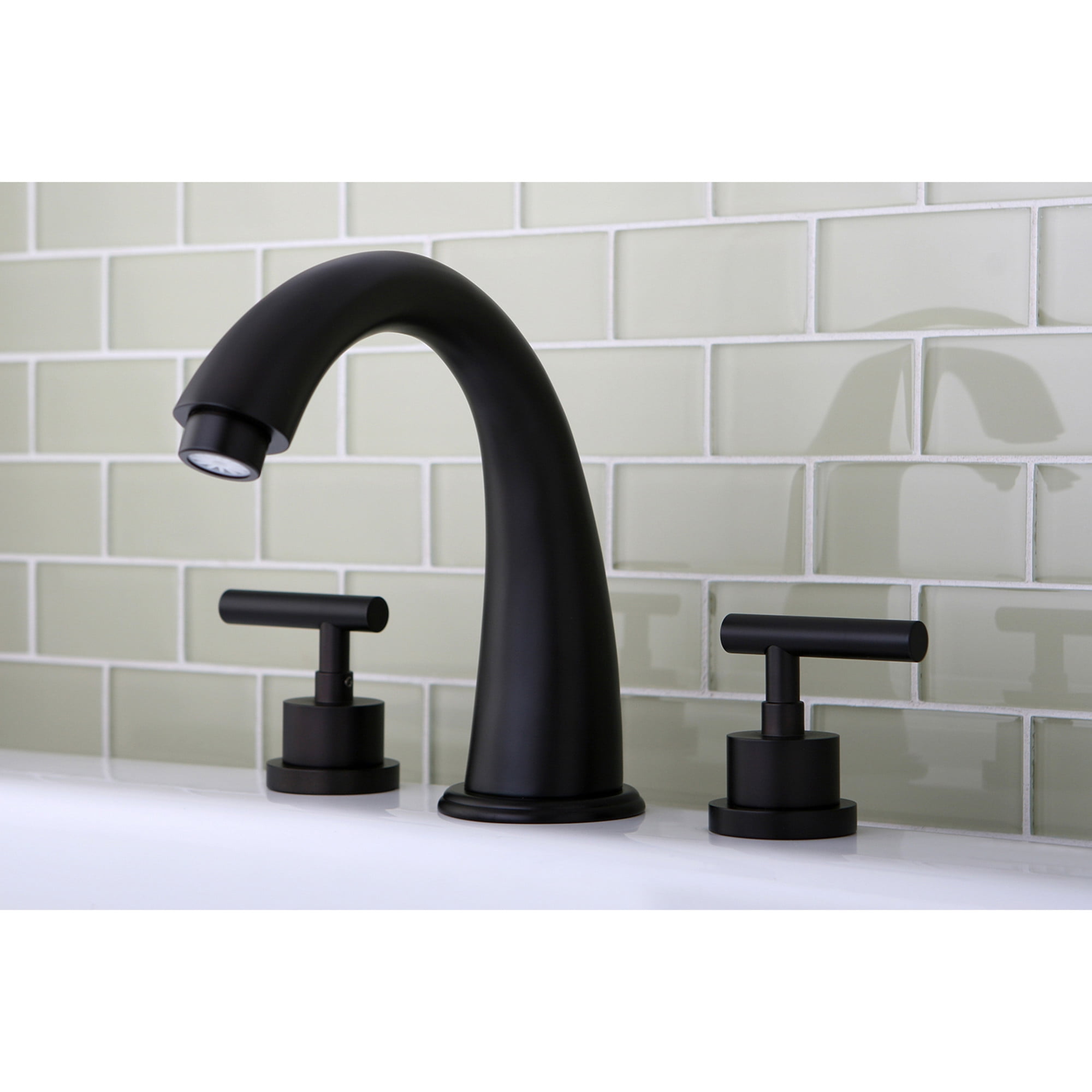 Kingston Brass KS2365CML Manhattan Two-Handle Deck Mount Roman Tub Faucet, Oil Rubbed Bronze