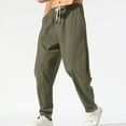 thumbnail image 4 of YUGYXL Plus Size Drawstring Trouser for Men 2025 Stretch Waist Loose Straight Leg Pants Summer Beach Long Pant Army Green L, 4 of 7