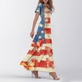 thumbnail image 4 of Women's Summer Flowy Maxi Dress American Flag Print 4Th of July Dress,Elegant Short Sleeve Flowy Beach Boho Dress, 4 of 5