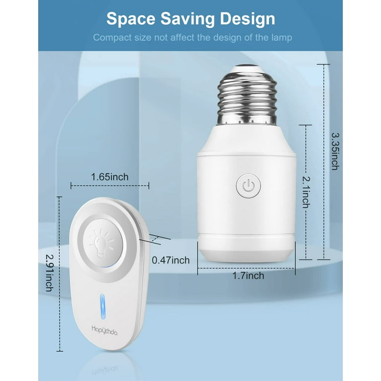 DEWENWILS Remote Control Light Socket,Wireless Light Switch Kit,E26/E27 Bulb Base,White, Size: 80 in