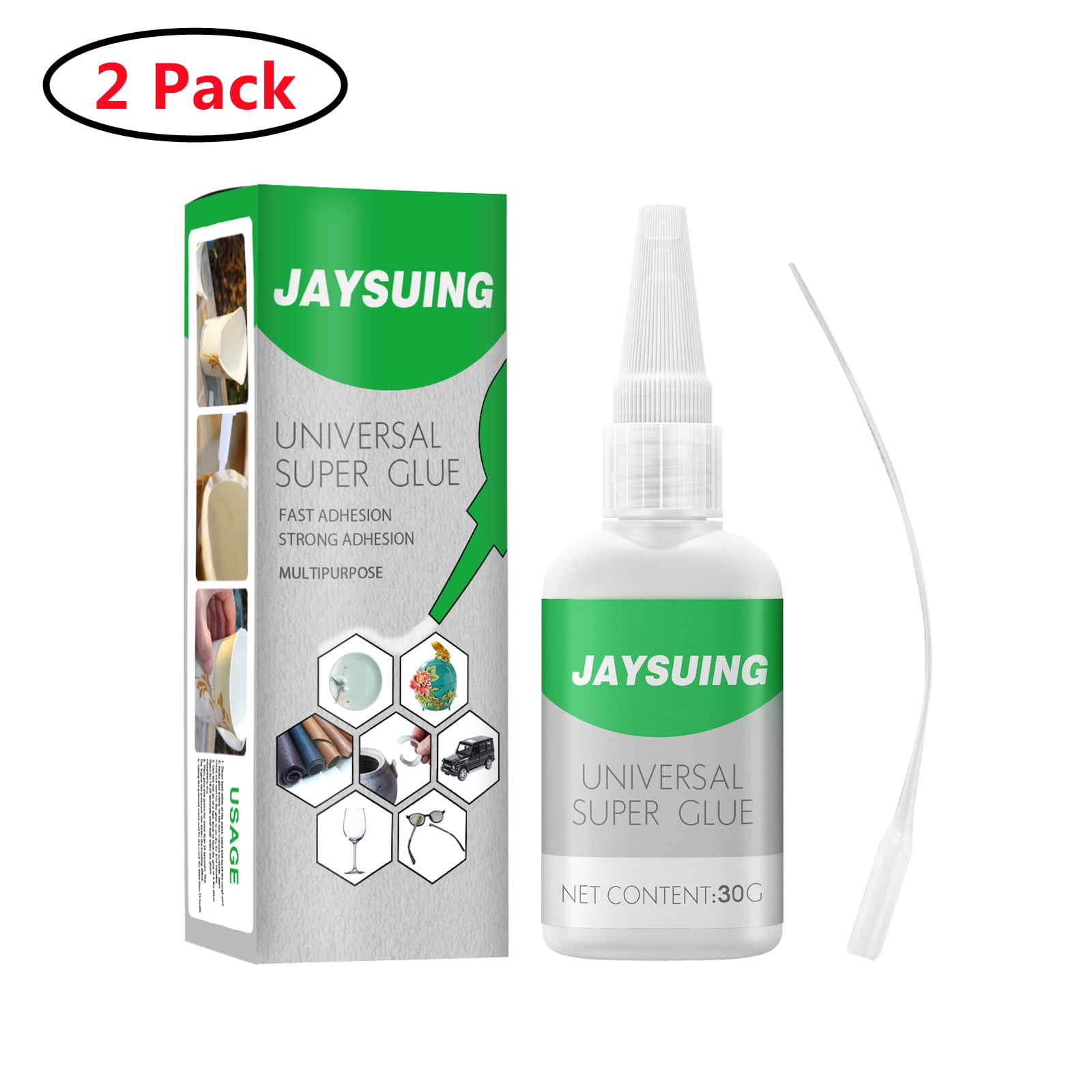 2 Pack Adhesive, Permanent, Bonds Laminate, Wood, Concrete, Metal