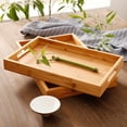 thumbnail image 3 of Zeonetak Rectangular Bamboo 11.8" x 7.87" x 1.5" Handled Serving Tray, 3 of 7