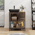 thumbnail image 6 of ELECWISH 30" Bathroom Vanity, Rustic Brown Bathroom Vanity with Sink Combo Set, Farmhouse Modern Wood Bathroom Cabinet with Black Square Ceramic Vessel Sink, 6 of 8