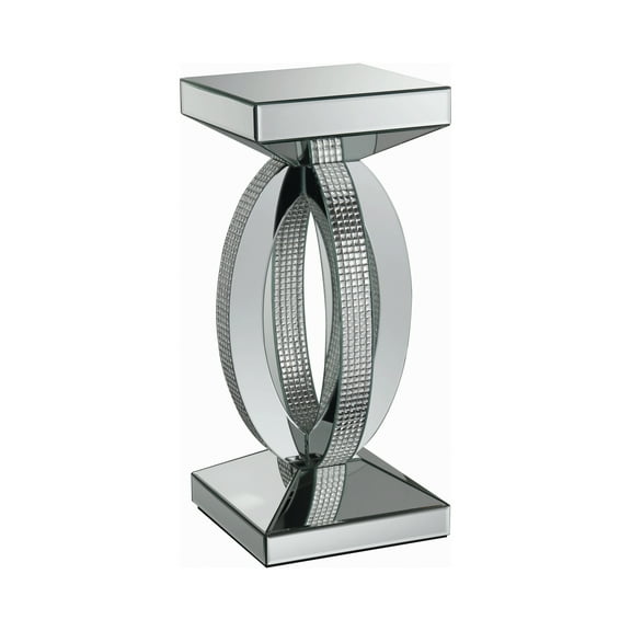 Amalia Square Mirrored Acrylic Crystal Side End Table Silver