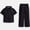 BLACK, variant on Boys Short Sleeve Point Collar Top and Pants Pajama Set, 2-Piece, Sizes XS-XXL