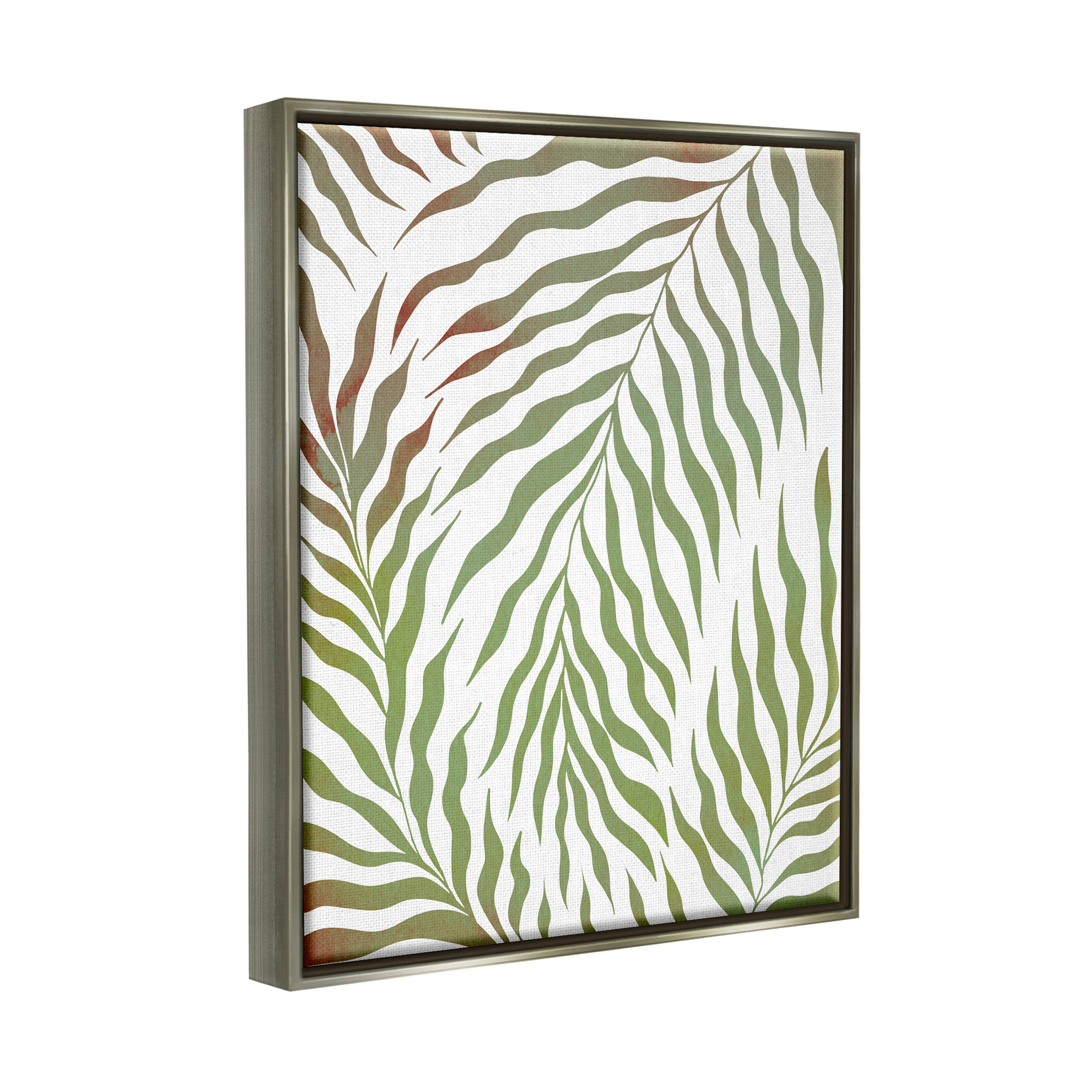 Wavy Green Botanical Leaves Botanical & Floral Graphic Art Luster Gray Framed Art Print Wall Art