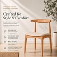 thumbnail image 3 of 2xhome Contemporary Farmhouse Real Solid Wood Cloth Cushion Seat Dining Chair, Elbow Side Chair (Natural-Beige Seat), Set of 1, 1 piece, 3 of 12