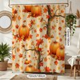 thumbnail image 2 of Thanksgiving Fall Harvest Shower Curtain Set, 72" x 72" Waterproof Polyester Bathroom Curtain with 12 Hooks, Rustic Farmhouse Pumpkin And Maple Leaves Vintage Home Decor for Restroom, 2 of 7