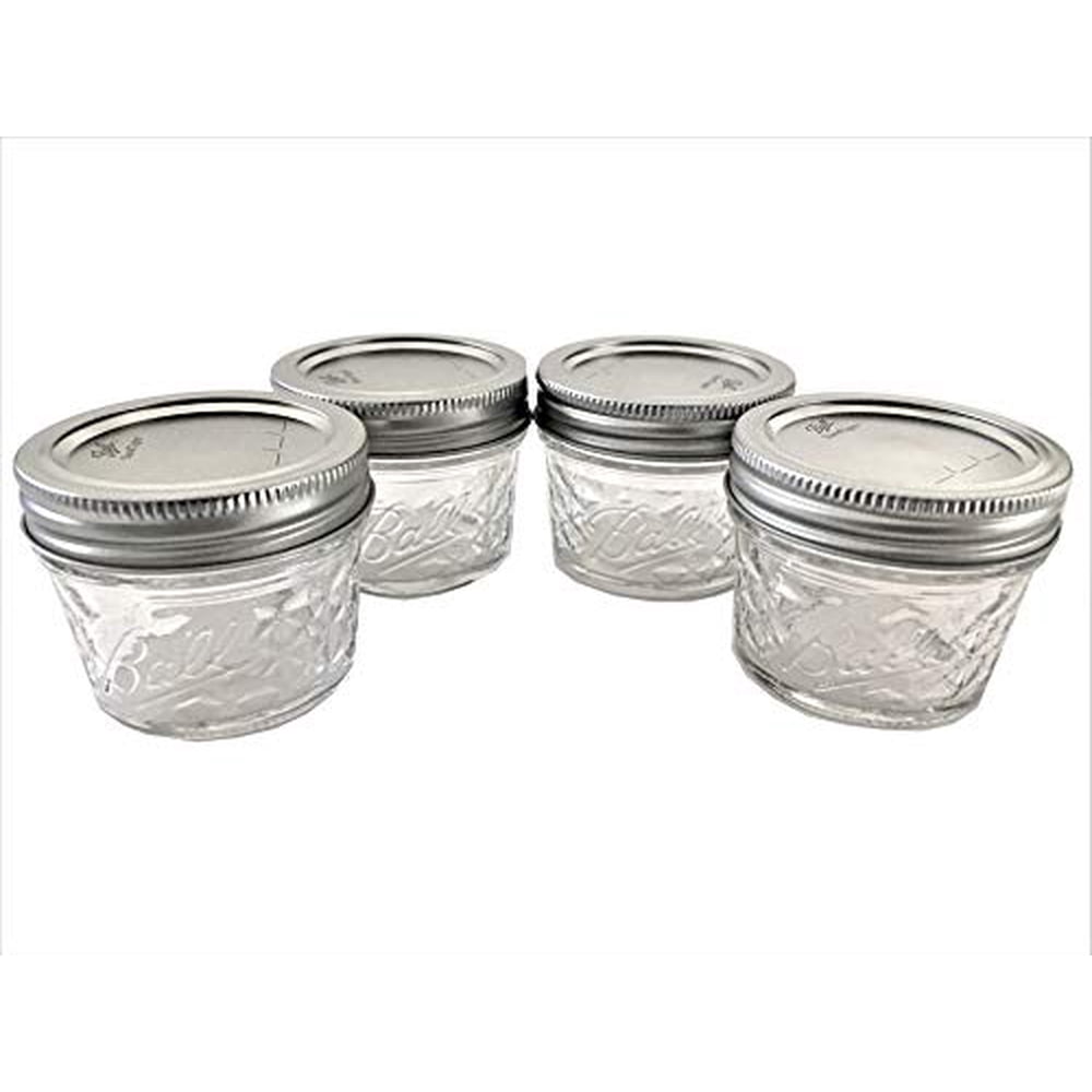 Mason Ball Jelly Jars4 oz. each Quilted Crystal StyleSet of 4