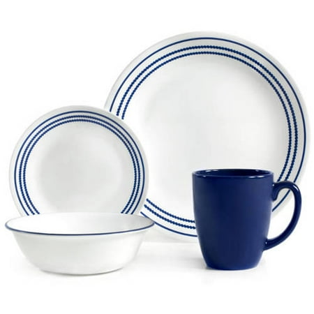 Corelle 16-Piece Classic Cafe Blue Livingware Dinnerware Set