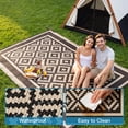 thumbnail image 6 of Kohree Outdoor Rug 9'x12' Reversible Waterproof Plastic Straw Rugs with Corner Loops Indoor Outdoor Patio Mat for RV Camping Deck Porch Balcony, Diamond Pattern Black Brown, 6 of 10