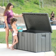 Lifetime New Outdoor Polyethylene Deck Box and Bench 150 Gal. Capacity, Brown (60251)